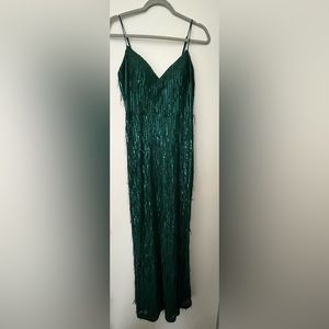 V-Neck Evening Gown in Emerald with embellishment